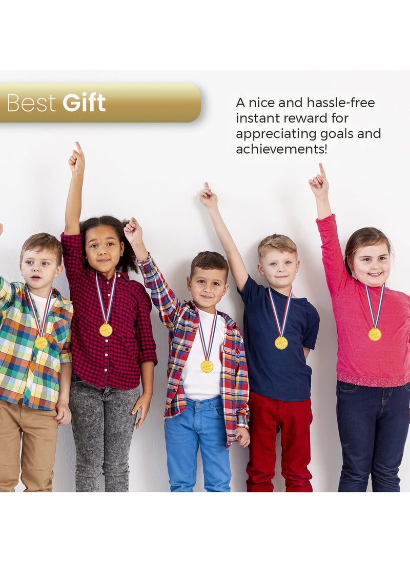 Home Smart Home Smart Winner Plastic Gold Medals for Kids with Multi-Color Ribbon Party Favors and Sport Competitions Matches  - Image 4