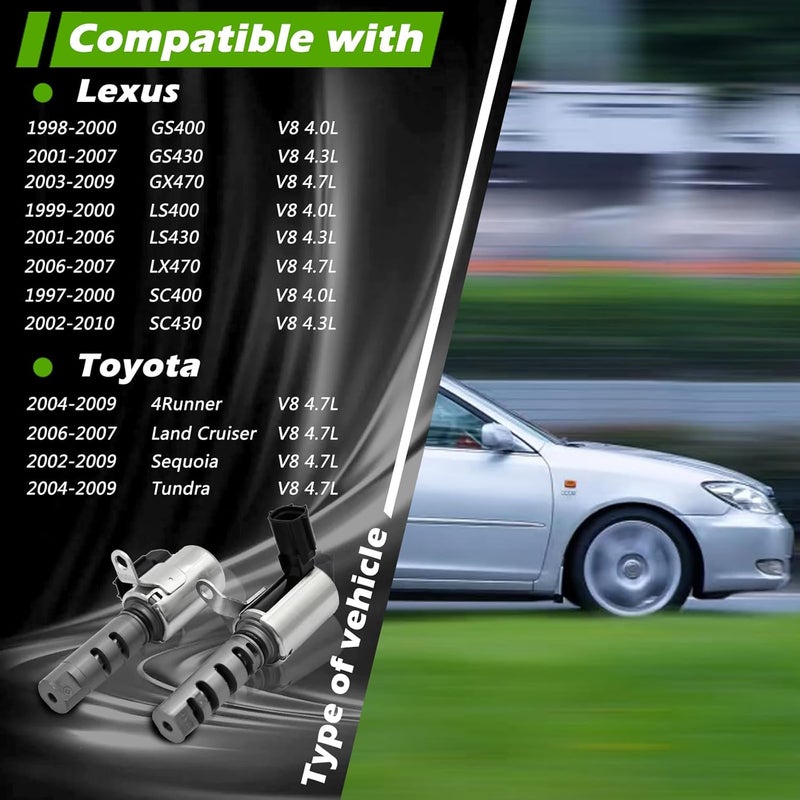TINGYINGDA زوج من صمامات توقيت الصمامات المتغيرة VVT للزيت لمحرك السيارة اليمين واليسار لسيارات لكزس GS400 GS430 GX470 LS400 LS430 LX470 SC400 SC430 ولتويوتا 4Runner Tundra Land Cruiser Sequoia OE 153300F010 - Image 3