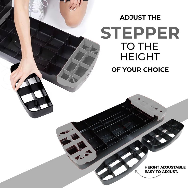 Sparnod Fitness SAS-1000 Aerobic Gym Stepper for Exercise at Home, Adjustable Height, Anti-Skid Surface, Supports up to 225 kg, Compact & Portable, Ideal for Cardio, Strength Training & Pilates (Grey) - Image 4