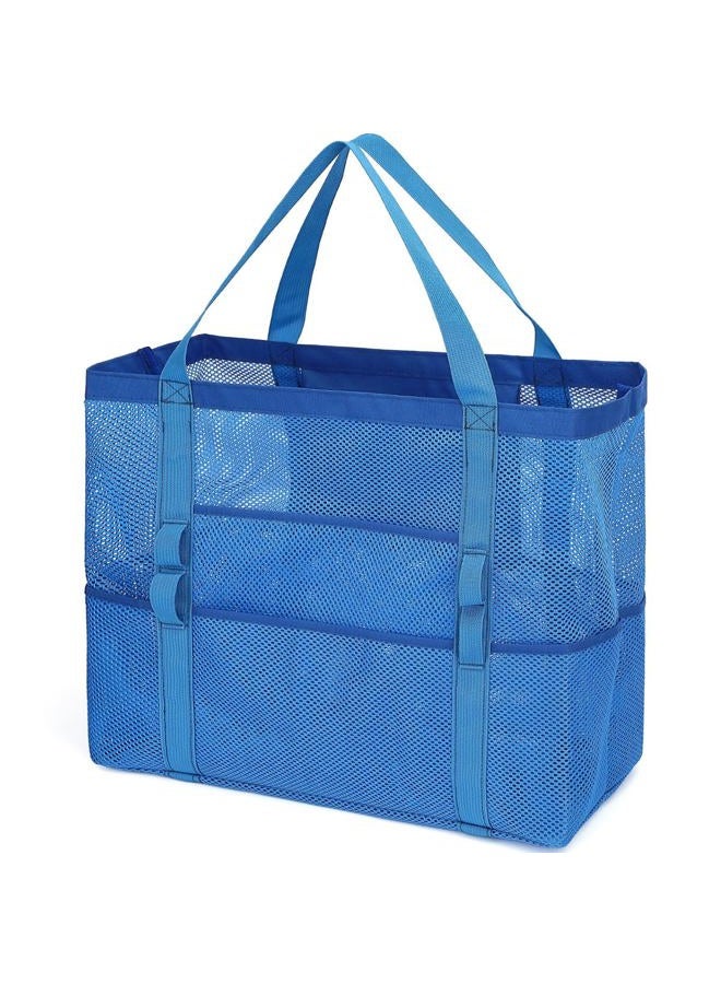 Fammart Mesh Beach Bag, Large Beach Tote with Zipper Pocket for Family Pool Bag for Toys & Vacation Essentials, Large - Dark Grey, Large, Fashion - Image 1