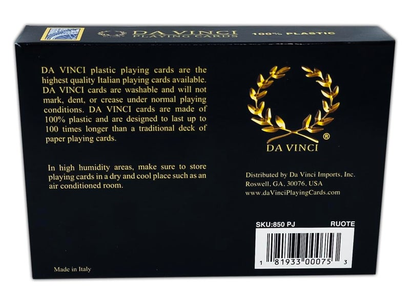 DA VINCI Ruote, Italian 100% Plastic Playing Cards, 2-Deck Poker Size Set, Jumbo Index w/Hard Shell Case and 2 Cut Cards - Image 3