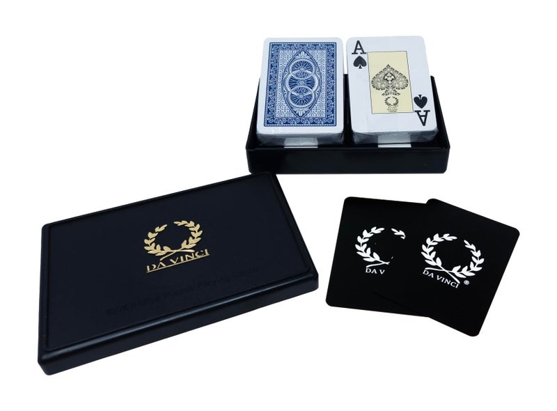 DA VINCI Ruote, Italian 100% Plastic Playing Cards, 2-Deck Poker Size Set, Jumbo Index w/Hard Shell Case and 2 Cut Cards - Image 2