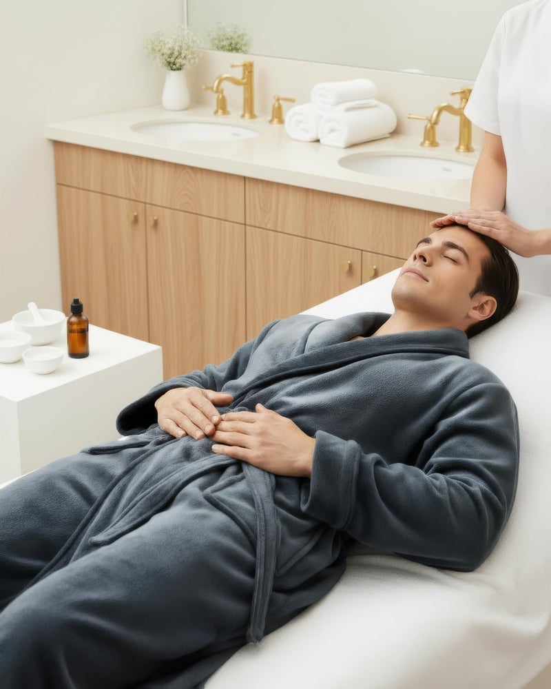 NY Threads Mens Robe, Luxury Plush Fleece Mens Bathrobe, Spa Bath Robe for Men, XX-Large-3X-Large, Grey - Image 5