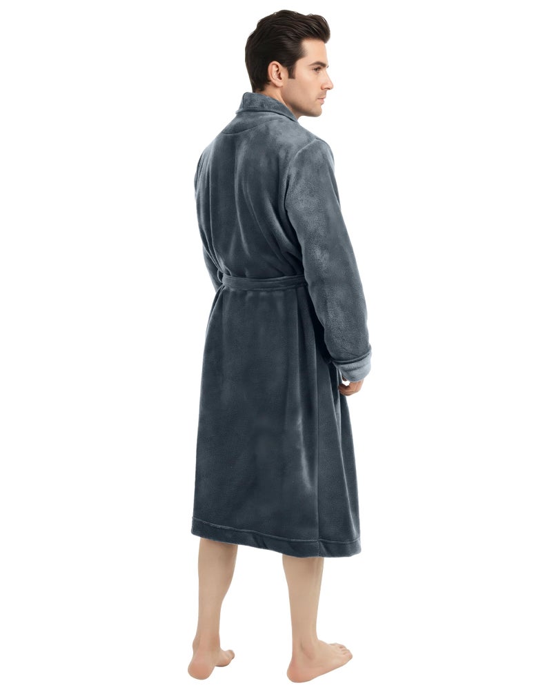 NY Threads Mens Robe, Luxury Plush Fleece Mens Bathrobe, Spa Bath Robe for Men, XX-Large-3X-Large, Grey - Image 1