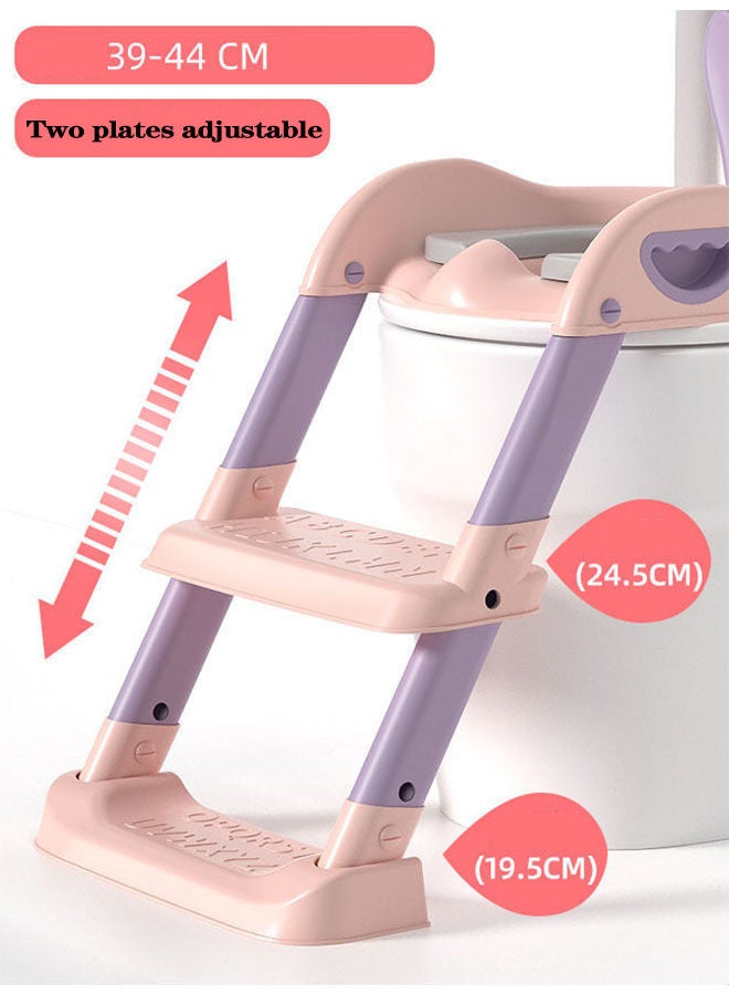 Arabest Toilet Training Seat,With Pedal Stool Ladder Foldable Toddler Toilet Seat,With Anti-Slip Pads,2 in 1 Kids Potty Training Toilet Splash Proof Plate Suitable,For Boys and Girls Blue - Image 3