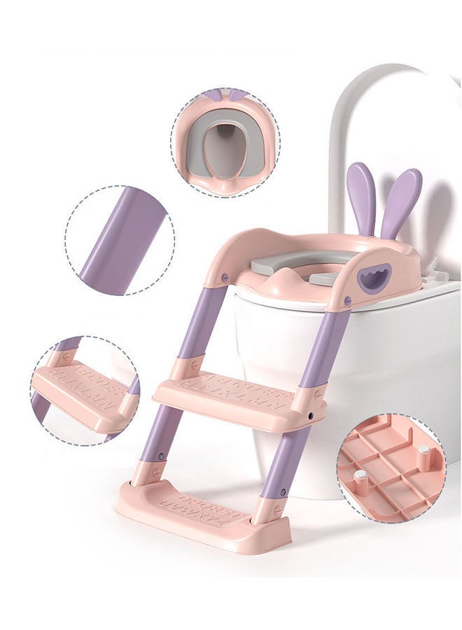 Arabest Toilet Training Seat,With Pedal Stool Ladder Foldable Toddler Toilet Seat,With Anti-Slip Pads,2 in 1 Kids Potty Training Toilet Splash Proof Plate Suitable,For Boys and Girls Blue - Image 2