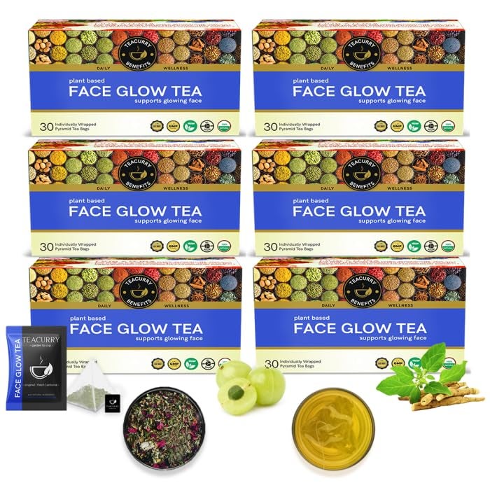 TEACURRY TEACURRY Face Glow Turmeric Tea 180 Tea Bags 6 Month PackFor Natural Face Glow Increase Face ShineMineral Oil FreeNatural IngredientsRosemary Sage Sandalwood Aloe Vera360 Grams  - Image 2
