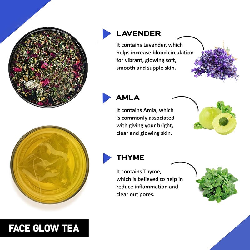 TEACURRY TEACURRY Face Glow Turmeric Tea 180 Tea Bags 6 Month PackFor Natural Face Glow Increase Face ShineMineral Oil FreeNatural IngredientsRosemary Sage Sandalwood Aloe Vera360 Grams  - Image 4