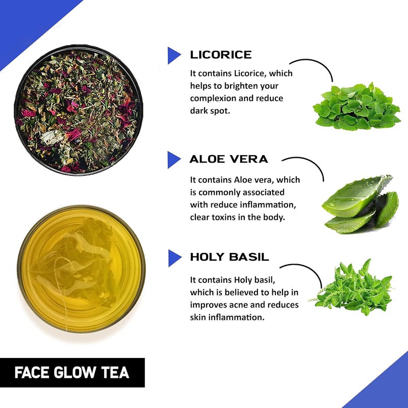 TEACURRY TEACURRY Face Glow Turmeric Tea 180 Tea Bags 6 Month PackFor Natural Face Glow Increase Face ShineMineral Oil FreeNatural IngredientsRosemary Sage Sandalwood Aloe Vera360 Grams  - Image 3
