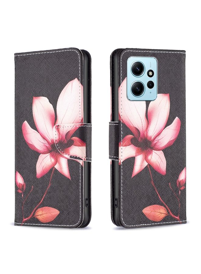HuHa Case Cover For Xiaomi Redmi Note 12 4G Global Colored Drawing Leather Phone Case Lotus 