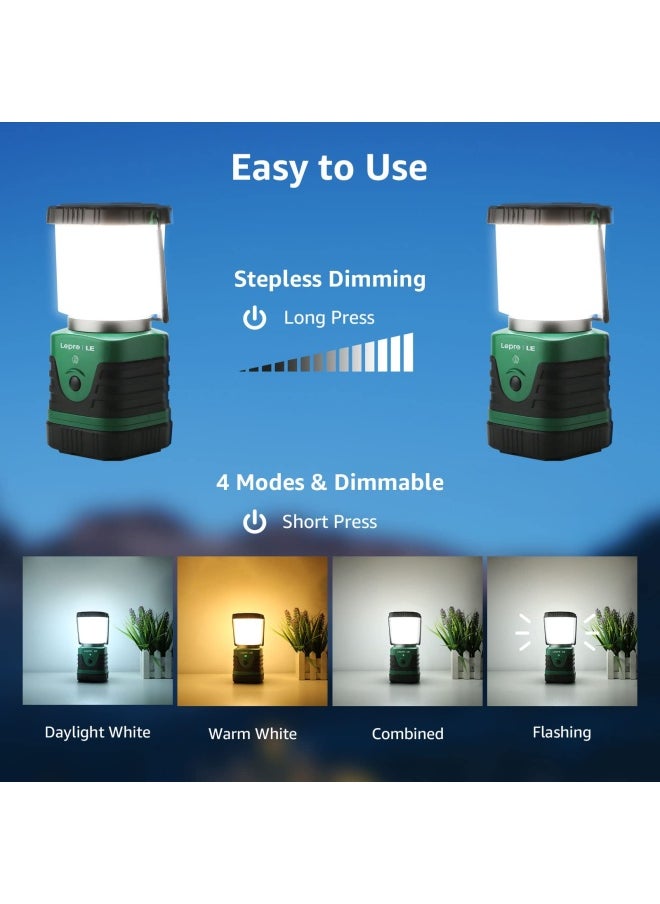 Lighting EVER - Le Rechargeable Camping Lantern 1000 Lumen Led Outdoor Lights 4 Modes Emergency Light Water Resistant Tent Light For Camping Hiking Fishing Power Cuts And More - Image 1