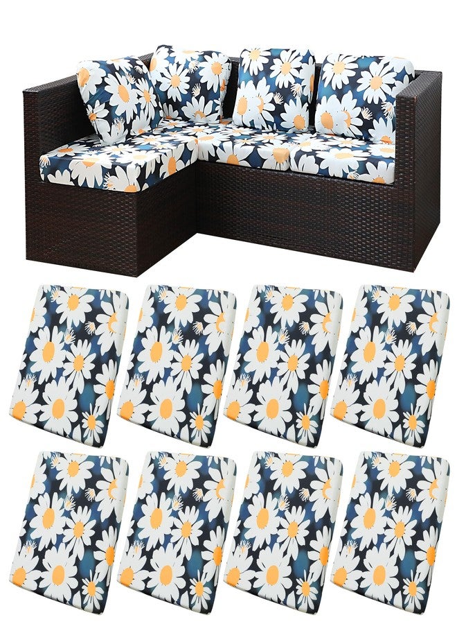 BIETYONE 8Pcs Stretch Patio Cushion Covers Outdoor Cushion Covers,for Outdoor Couch Cushion Covers Replacement,Outdoor Sofa Covers Patio Slipcovers Couch Cover,Washable Furniture Cover (Cover Only) - Image 1