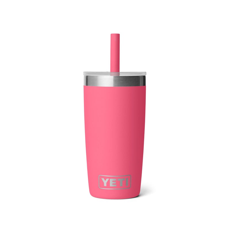 YETI Rambler Jr 10 Oz Tumbler with Silicone Straw Lid Tropical Pink - Image 2