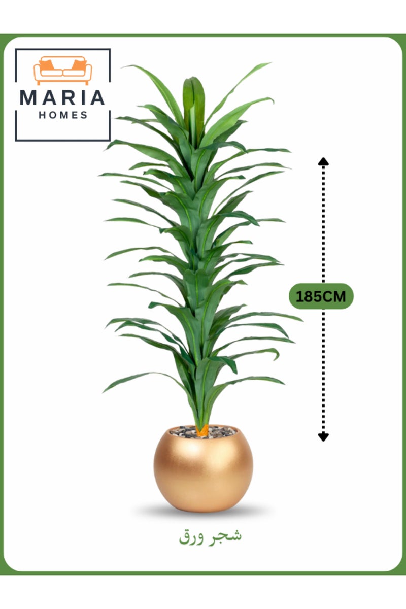 ماريا شجرة ذرة صناعية بطول 185 سم – نبات داخلي مزخرف مع وعاء بلاستيكي ذهبي - Image 2