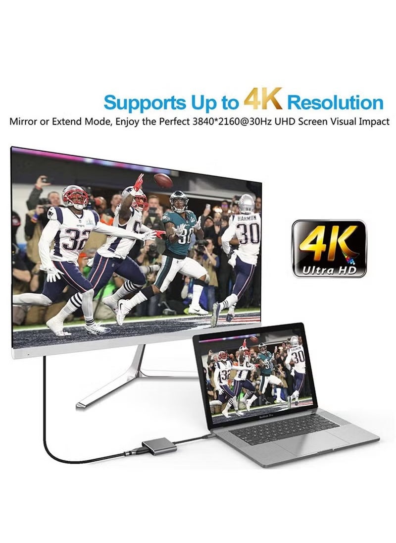 ماركة غير محددة - محول 3 في 1 من النوع C إلى USB وHDMI باللون الرمادي - Image 1