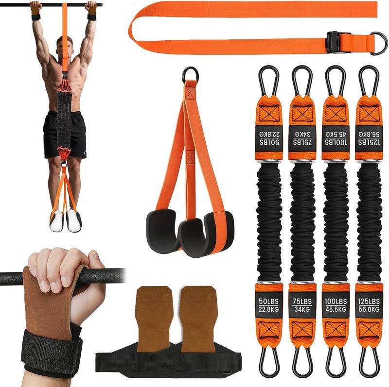 Fuelion Pull Up Assistance Bands Set with Adjustable Resistance and Foot Rest - Image 1