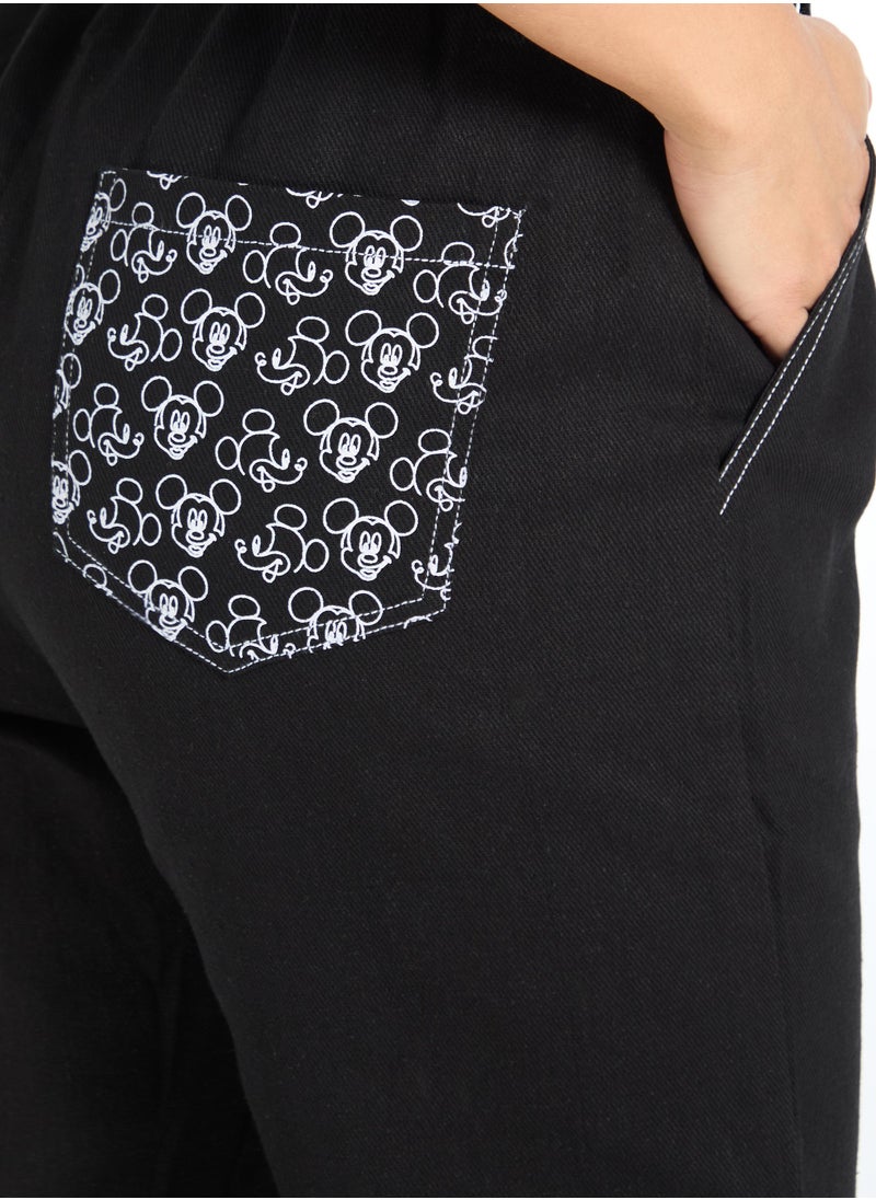 The Label Life Black Mickey Graphic Print Utility Pocket Pants by Disney – Trendy & Comfortable  - Image 5