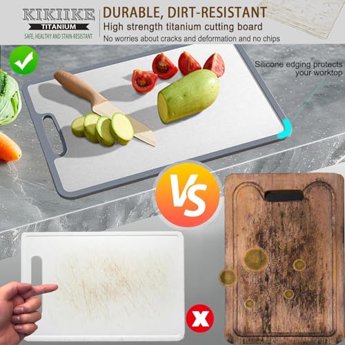 KIKIIKE Titanium Cutting Board Doublesided nonslip silicone edging Pure Titanium Cutting Boards for Kitchen DoubleSided FoodGrade Chopping Board NonStick Durable and easy to clean Small - Image 3