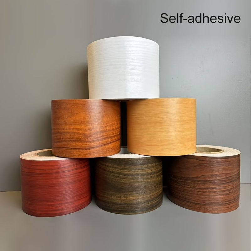 Wood Color Self Adhesive Skirting Board 393.7inch Waterproof Wall Baseboard Decoration - Image 1