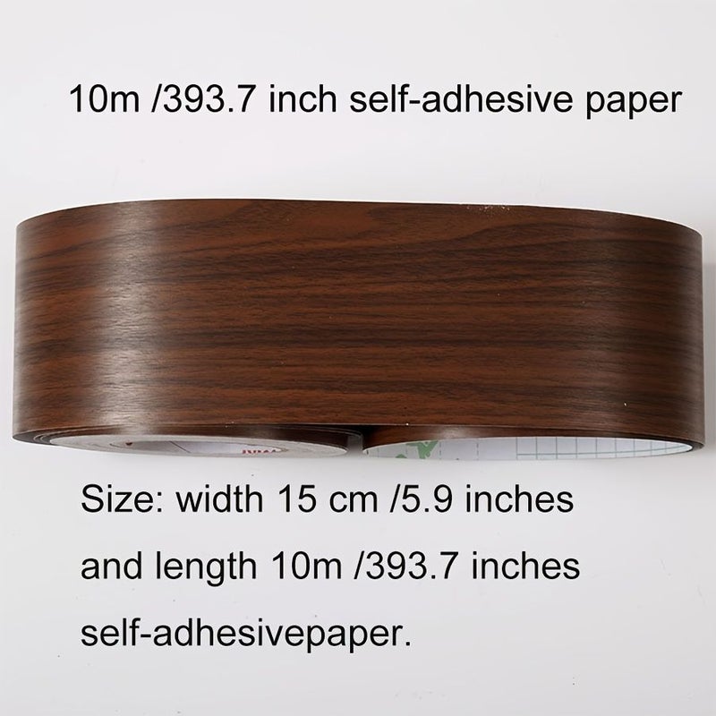 Wood Color Self Adhesive Skirting Board 393.7inch Waterproof Wall Baseboard Decoration - Image 4