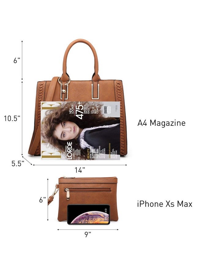 DASEIN Dasein Purses Handbags for Women Satchel Vegan Leather Shoulder Bags Work Tote for Ladies with Matching Clutch (Brown) - Image 3
