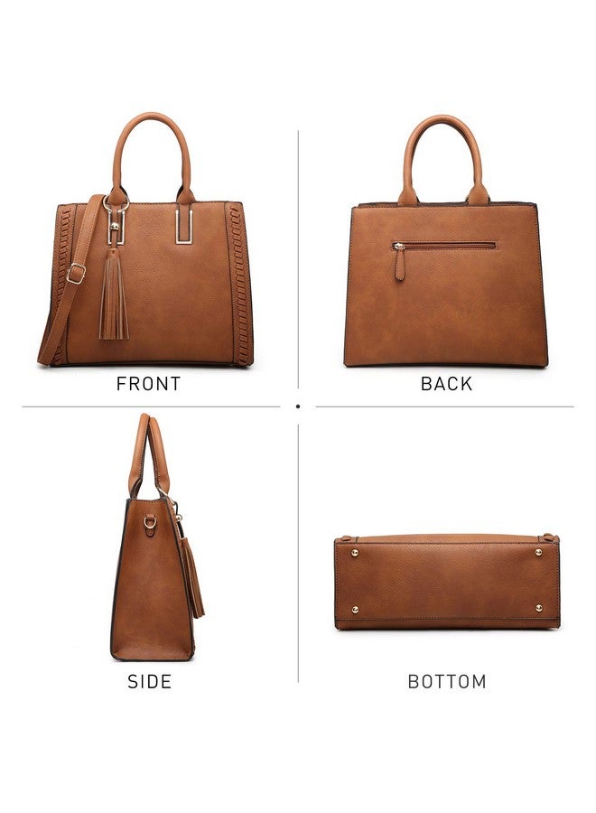 DASEIN Dasein Purses Handbags for Women Satchel Vegan Leather Shoulder Bags Work Tote for Ladies with Matching Clutch (Brown) - Image 2