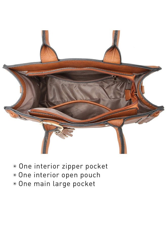 DASEIN Dasein Purses Handbags for Women Satchel Vegan Leather Shoulder Bags Work Tote for Ladies with Matching Clutch (Brown) - Image 4