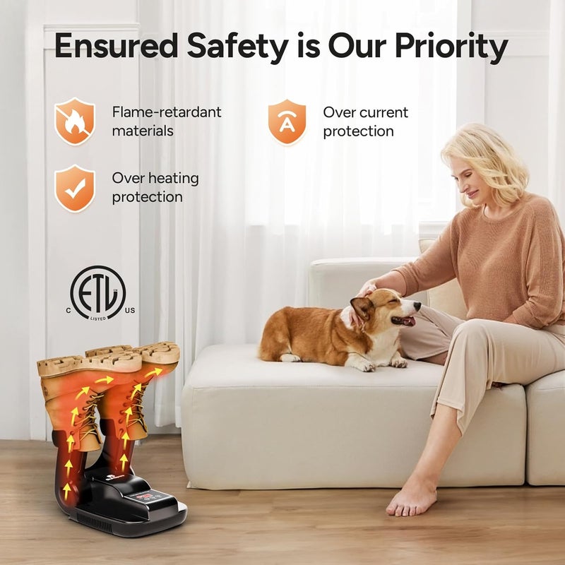 Dr. Prepare Boot Dryer Shoe Dryer, Glove Dryer & Boot Warmer with Heat Blower, Portable Adjustable Rack and Timer, Folding Design & Quick Drying for Shoes, Gloves, Hats, Socks, Ski Boots, Smart Panel - Image 4