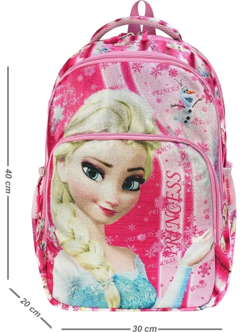 Tezzgelsin Princess Printed Waterproof Orthopedic 3 Compartment School Bag with Nutrition and Pencil Case Set of 3