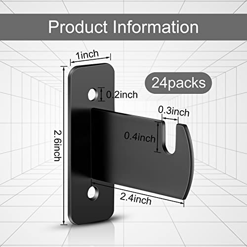Shimeyao 24 Pcs Gridwall Mount Brackets Metal Grid Wall Panel Brackets Display Hooks Space Saving Accessories Hangers for Shop, Home, Garages, Office Organization(Black) - Image 2