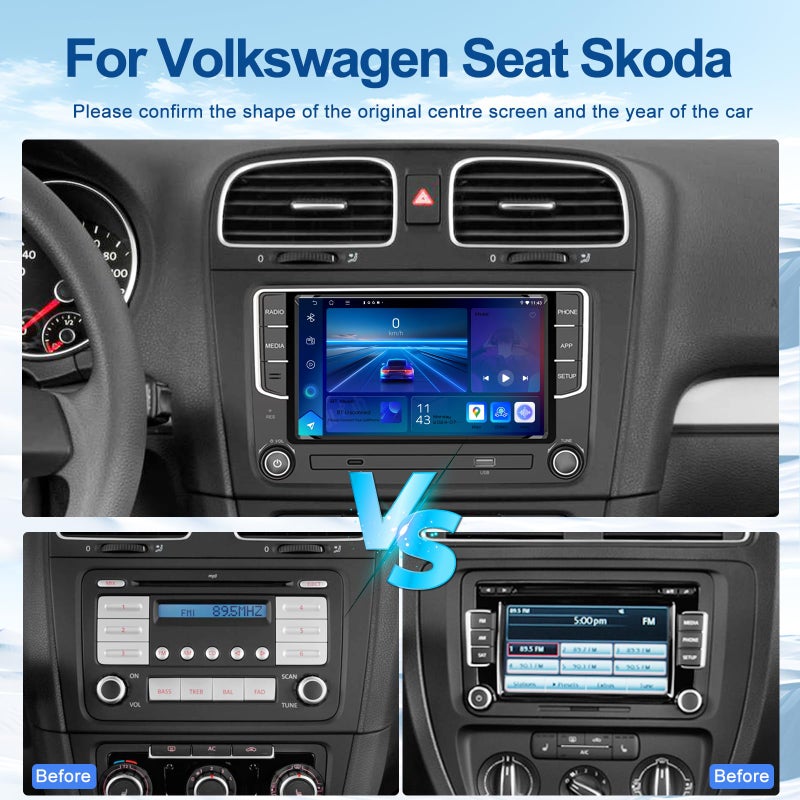 Generic DVRMEDIA 4+64G Car Stereo for Volkswagen Jetta Passat Beetle Tiguan Polo Golf CC Skoda, 7 Inch Touch Screen Car Radio with Carplay Android Auto, VW Stereo with Backup Camera, Bluetooth, GPS, FM Radio  - Image 2