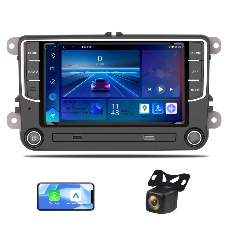 Generic DVRMEDIA 4+64G Car Stereo for Volkswagen Jetta Passat Beetle Tiguan Polo Golf CC Skoda, 7 Inch Touch Screen Car Radio with Carplay Android Auto, VW Stereo with Backup Camera, Bluetooth, GPS, FM Radio  - Image 1