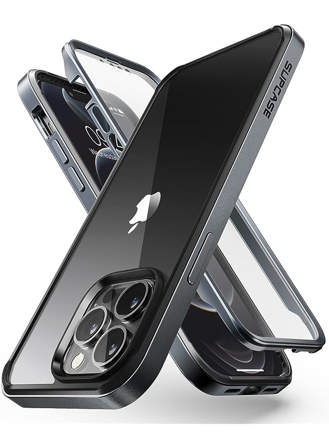SupCase UB Edge Pro Series Case for iPhone 13 Pro Max (2021 Release) 6.7 Inch, Slim Frame Clear Protective Case with Built-in Screen Protector (Black) - Image 1