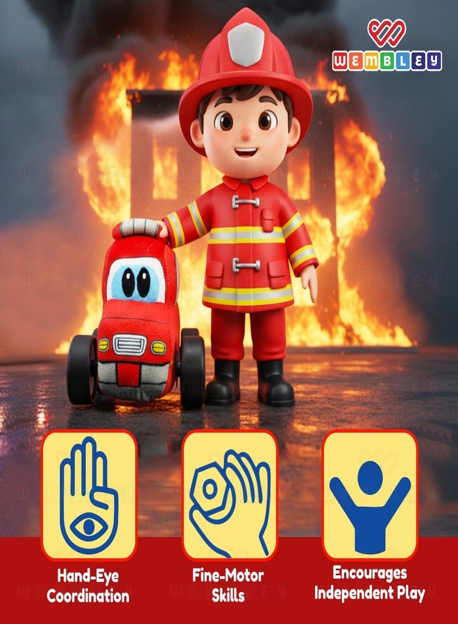 ويمبلي سيارة ويمبلي فاير القطيفة تعمل بالتحكم عن بعد | لعبة ناعمة تعمل بالتحكم عن بعد مع موسيقى تفاعلية | مع جهاز تحكم عن بعد بتردد 2.4 جيجاهرتز | سيارة ملونة ومتينة تعمل بالتحكم عن بعد مع قطيفة قابلة للغسل | هدية مثالية للأطفال من عمر سنتين فما فوق، 3، 4، 5 سنوات - Image 4