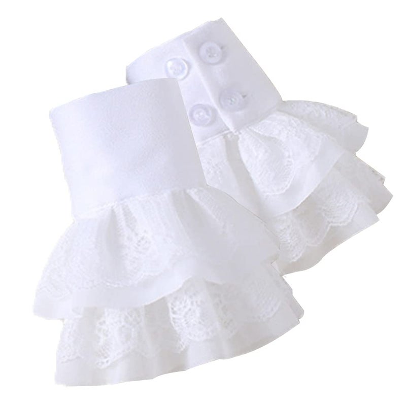 Elegtiskas False Sleeves Wrist Cuffs Floral Layered Lace Cuff - Image 1