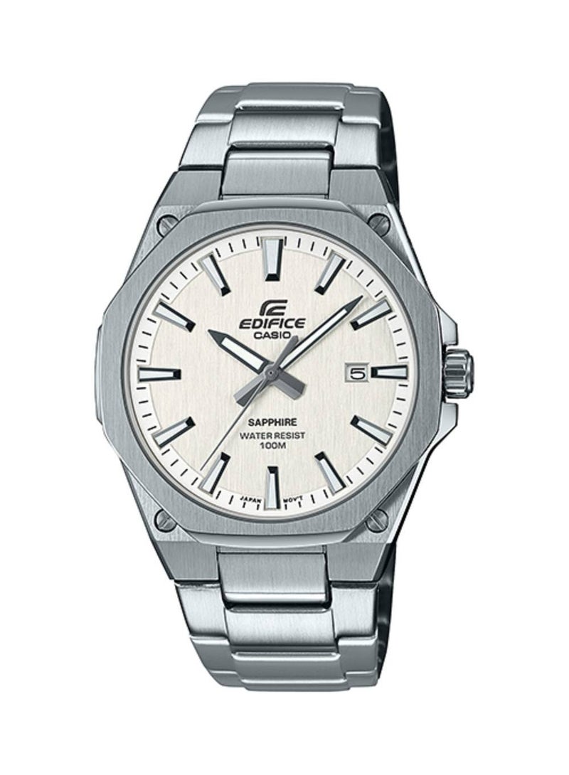 CASIO ساعة Edifice كوارتز بمينا بيضاء من الفولاذ المقاوم للصدأ للرجال EFR-S108D-7AVUDF - Image 1