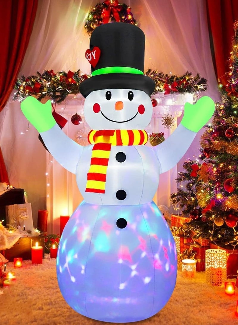 تابيت 7 أقدام من زينة عيد الميلاد القابلة للنفخ على شكل رجل ثلج عملاق للخارج، ديكور فناء قابل للنفخ مع إضاءة LED مدمجة مع قبعة سحرية، زينة عيد الميلاد للحديقة والفناء والحفلات وهدايا عيد الميلاد - Image 1