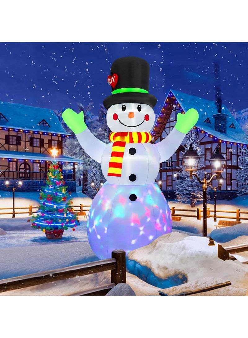 تابيت 7 أقدام من زينة عيد الميلاد القابلة للنفخ على شكل رجل ثلج عملاق للخارج، ديكور فناء قابل للنفخ مع إضاءة LED مدمجة مع قبعة سحرية، زينة عيد الميلاد للحديقة والفناء والحفلات وهدايا عيد الميلاد - Image 3
