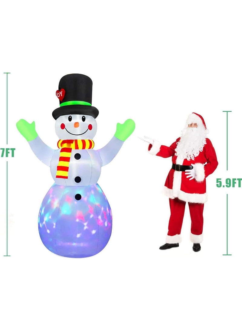 تابيت 7 أقدام من زينة عيد الميلاد القابلة للنفخ على شكل رجل ثلج عملاق للخارج، ديكور فناء قابل للنفخ مع إضاءة LED مدمجة مع قبعة سحرية، زينة عيد الميلاد للحديقة والفناء والحفلات وهدايا عيد الميلاد - Image 5