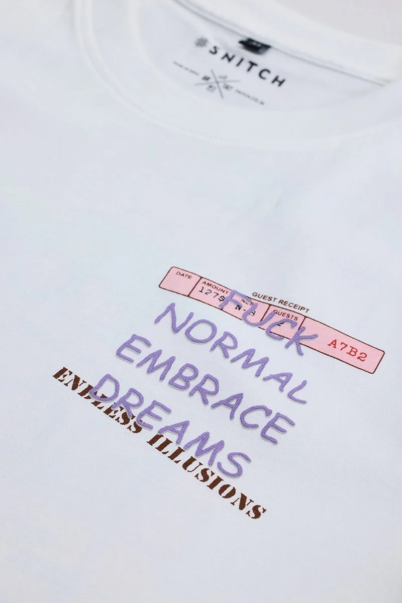 SNITCH Endless Illusions White Printed Slim Fit T-Shirt