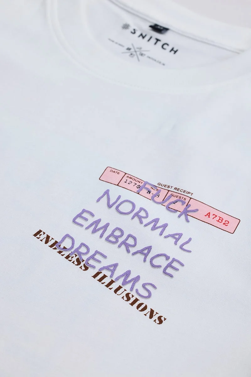 سنيتش تيشيرت أبيض مطبوع بقصة ضيقة وأوهام لا نهائية