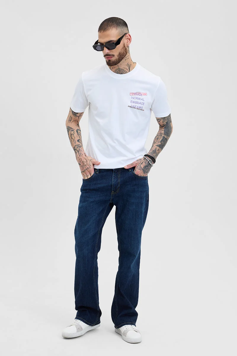 Snitch  Endless Illusions White Printed Slim Fit T-Shirt for Men | Best Price UAE