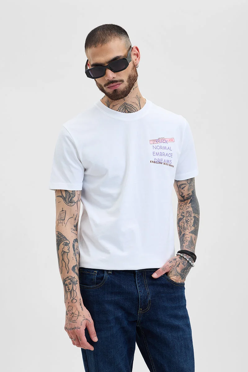 Snitch  Endless Illusions White Printed Slim Fit T-Shirt for Men | Best Price UAE