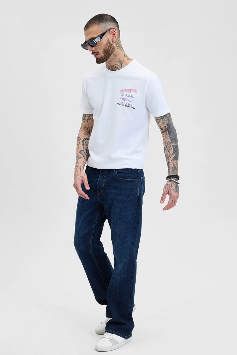 Snitch  Endless Illusions White Printed Slim Fit T-Shirt for Men | Best Price UAE