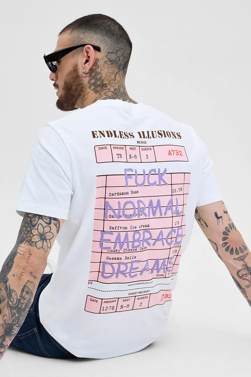 Snitch  Endless Illusions White Printed Slim Fit T-Shirt for Men | Best Price UAE