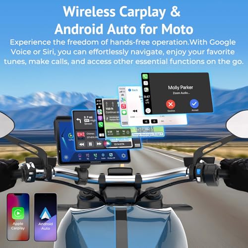 Wonsidary 2025 Wonsidary W722 for Motorcycle CarPlay & Android Auto,7" Waterproof Smart GPS Navigation System Screen,Car Play Moto with Light Sensor,Dual Bluetooth,Siri/G-Assist,EQ,USB/Hardwired Power Supply - Image 3