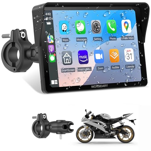 Wonsidary 2025 Wonsidary W722 for Motorcycle CarPlay & Android Auto,7" Waterproof Smart GPS Navigation System Screen,Car Play Moto with Light Sensor,Dual Bluetooth,Siri/G-Assist,EQ,USB/Hardwired Power Supply - Image 1