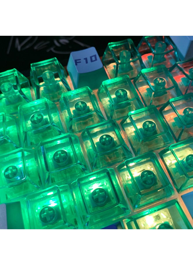 Generic - Full Height Transparent Keycap Mirror Mechanical Keyboard R1234 Transparent Single Keycap PC Material Without Engraved Original Height-Color:R3-1u Red - Image 1
