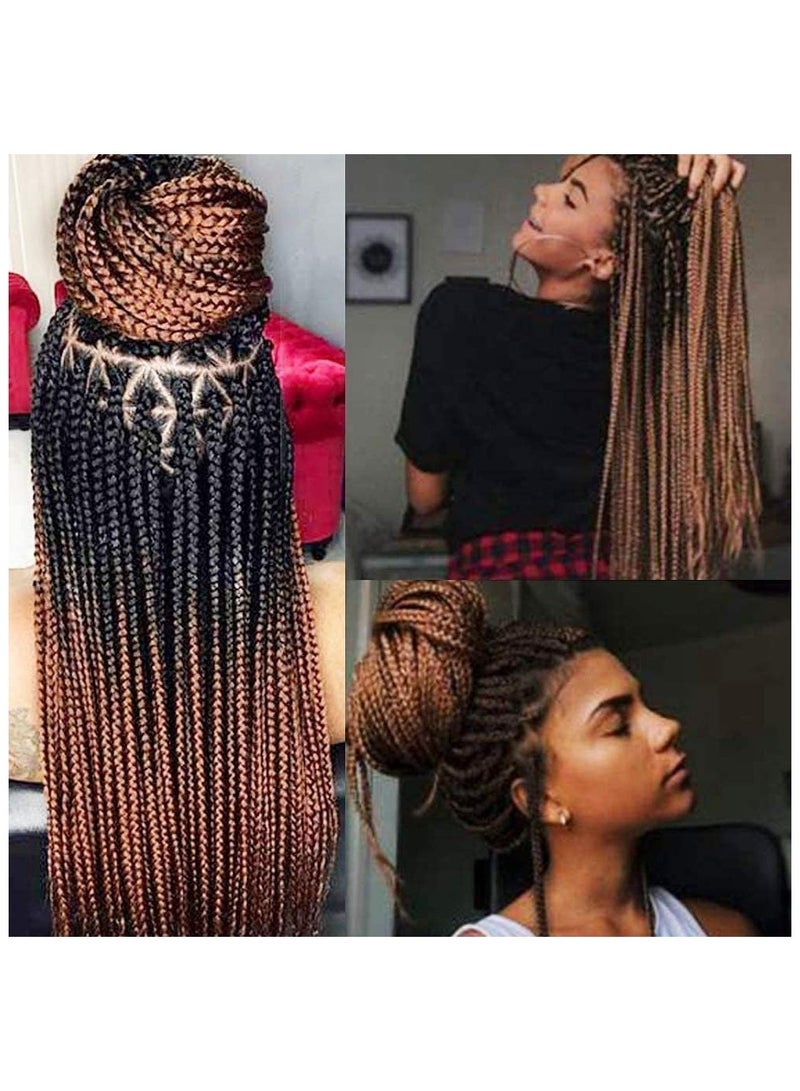 إستيل وصلات شعر أفريقية، وصلات شعر كروشيه مضفرة، شعر تجديل صناعي بدرجة حرارة عالية، شعر ياكي جامبو مضفر (أسود/بني فاتح، 3 قطع) - Image 5