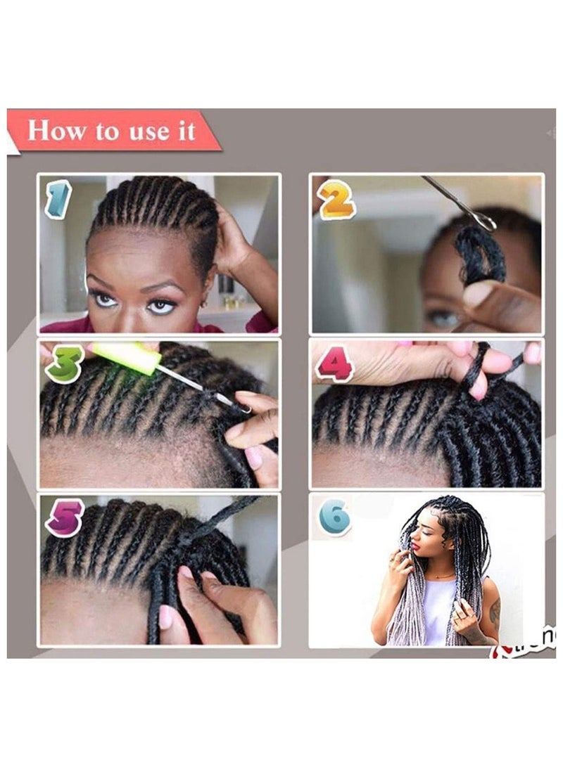 إستيل وصلات شعر أفريقية، وصلات شعر كروشيه مضفرة، شعر تجديل صناعي بدرجة حرارة عالية، شعر ياكي جامبو مضفر (أسود/بني فاتح، 3 قطع) - Image 4